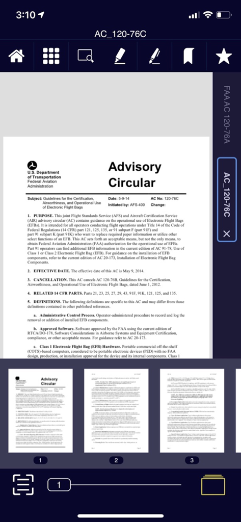 FAA Advisory Circular document viewer in the Aviation Docs mobile app