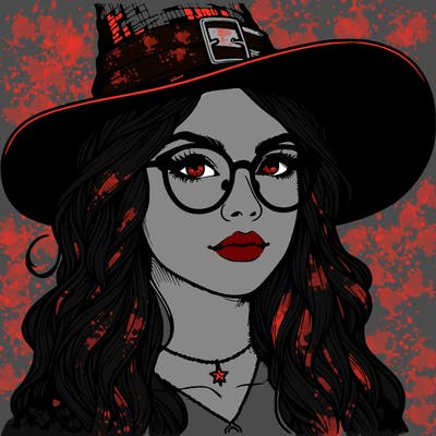 a witch with glasses realistic