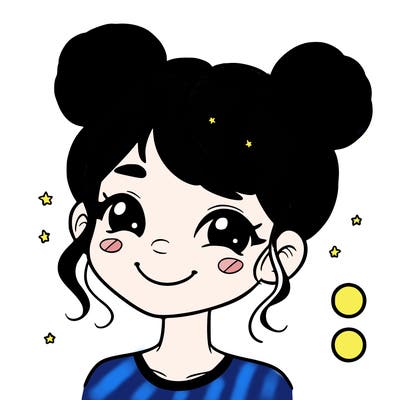 a girl with space buns smiling