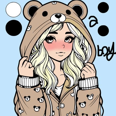realistic girl in a animal pjs hoodie