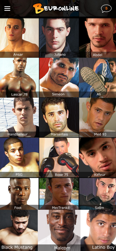 Beuronline - gay arab chat - Grid of user profiles on Beuronline gay chat app