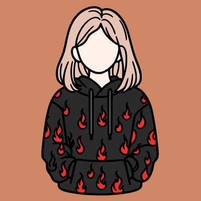 woman with fire hoodie