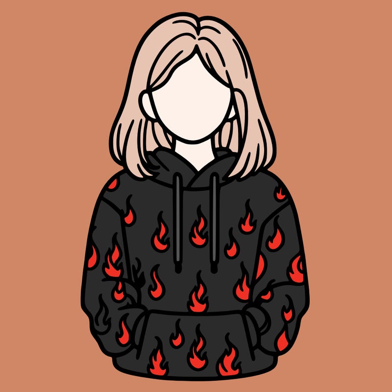 woman with fire hoodie