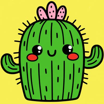 cactus that has a cute face