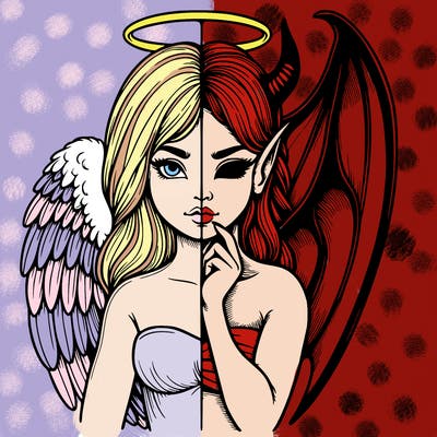 realistic angel half demon