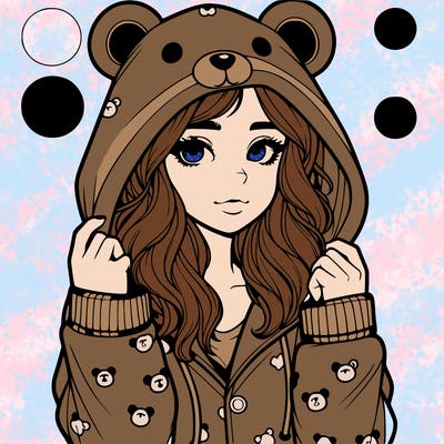 realistic girl in a animal pjs hoodie