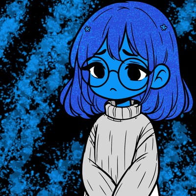 sad girl with glasses in a sweater