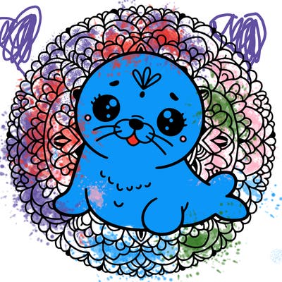 a cute baby seal mandala