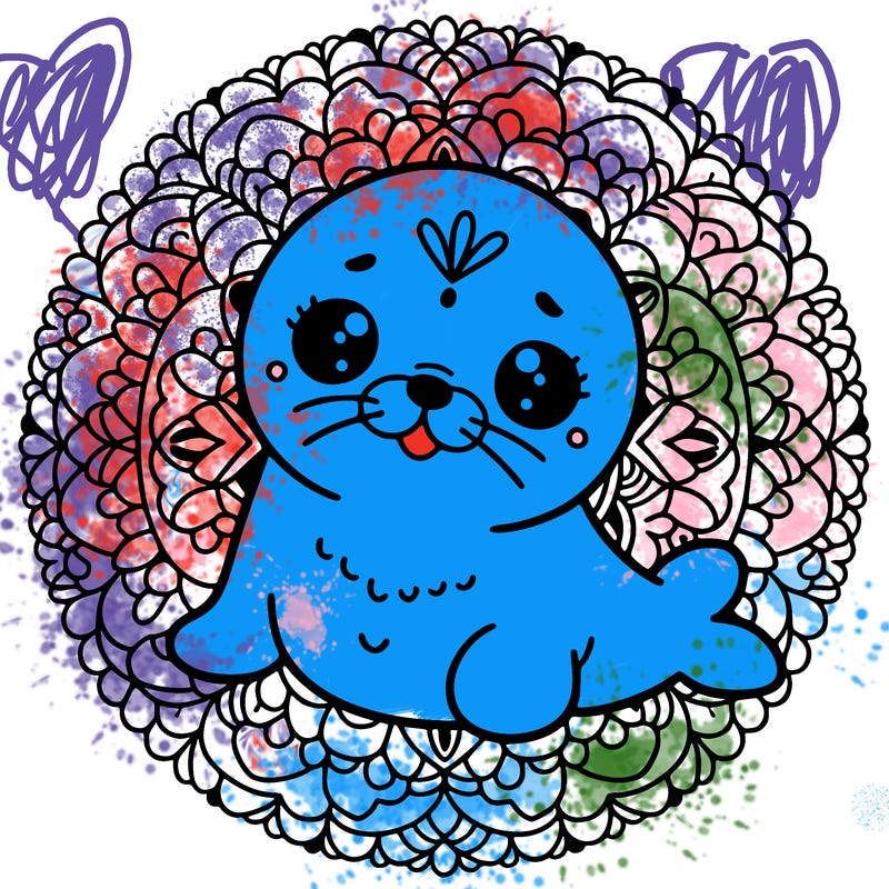 a cute baby seal mandala