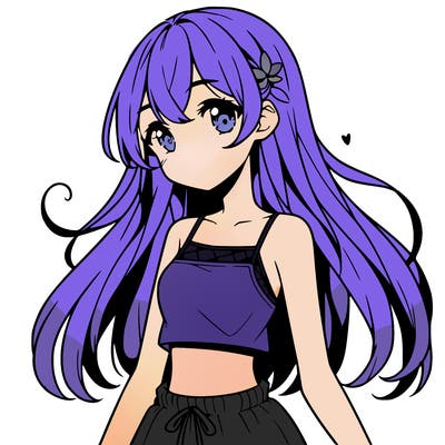 cute anime girl wearing crop top