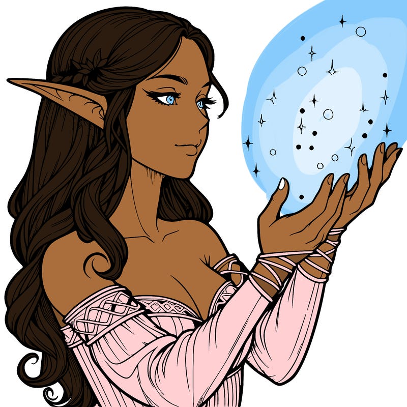 realistic elf girl doing magic