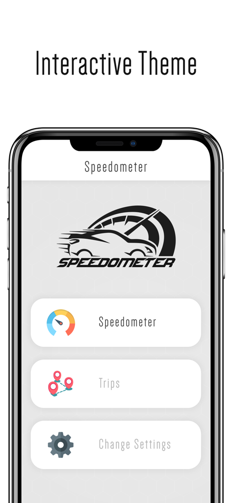 Menú principal de la aplicación Velocímetro GPS y HUD mostrando velocímetro y opciones de seguimiento de viaje.