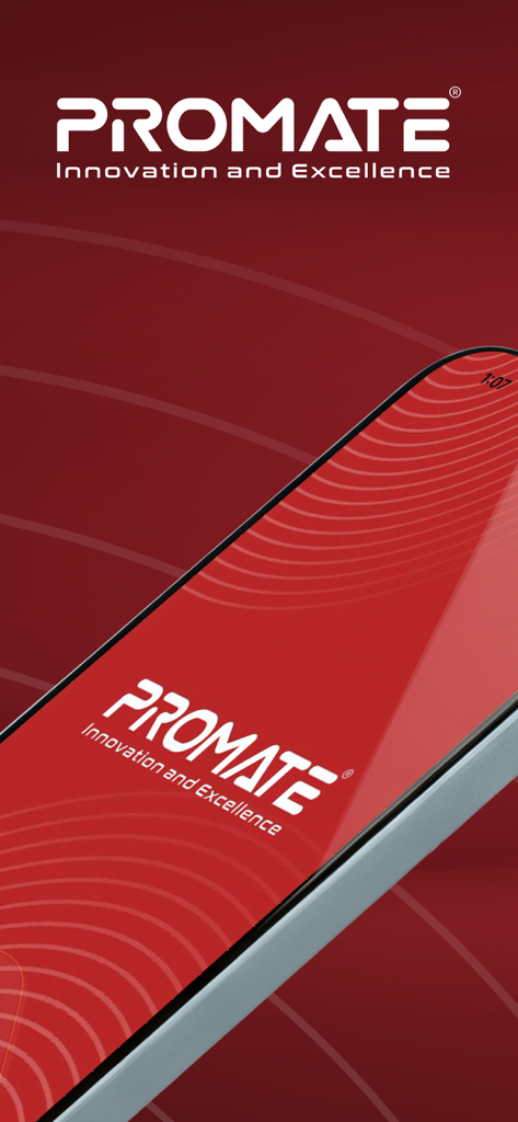 Promate بروميت - Promate electronics shopping app splash screen featuring the brand logo and tagline.