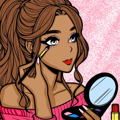 a realistic girl doing her makeup