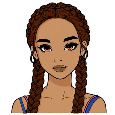 realistic girl with braids