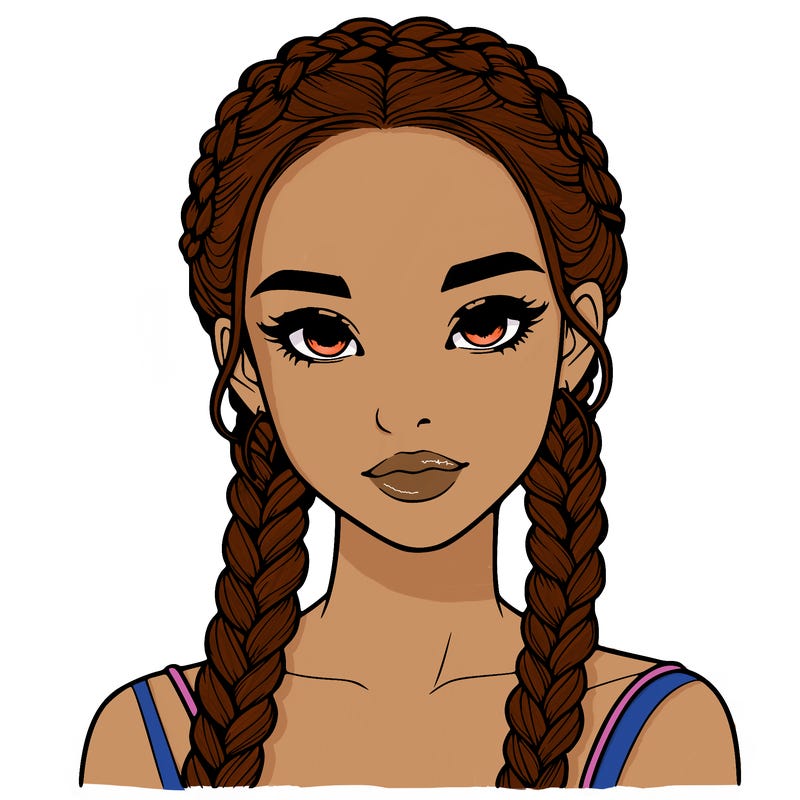 realistic girl with braids