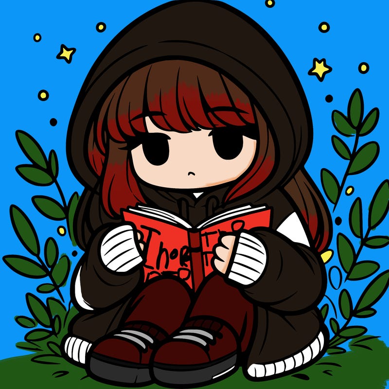 girl in oversized hoodie reading a book