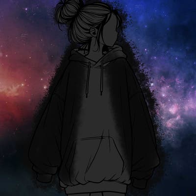 realistic girl with a oversized sweatshirt on and a bun