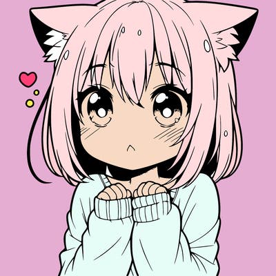 shy anime catgirl