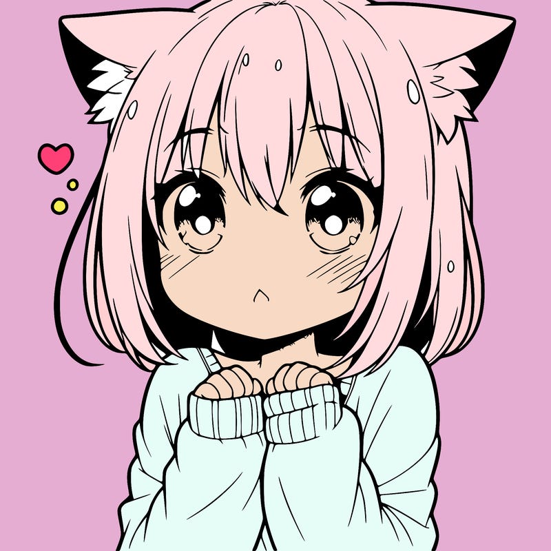 shy anime catgirl