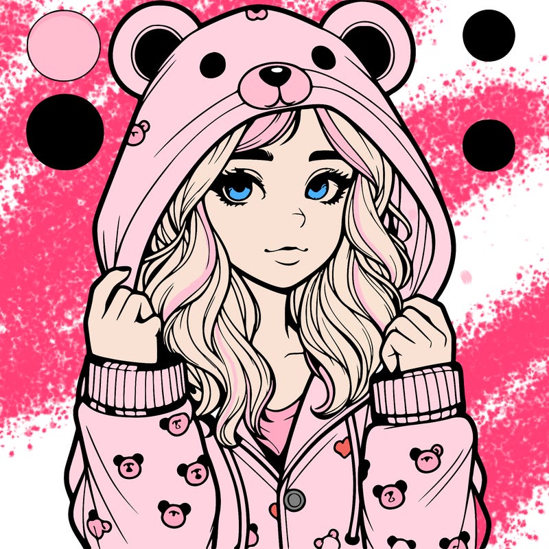 realistic girl in a animal pjs hoodie