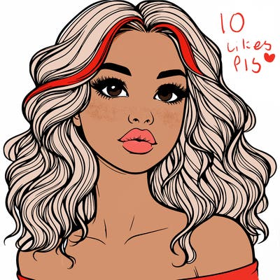 realistic girl with wavy hair and lips