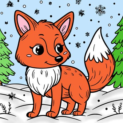 a fox in the snow