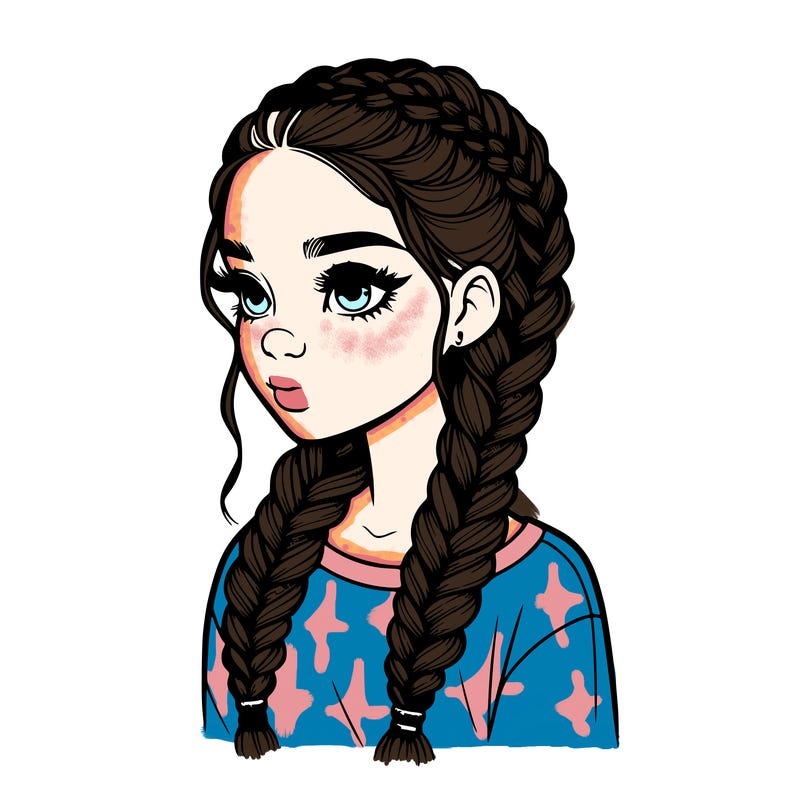 realistic girl with braids