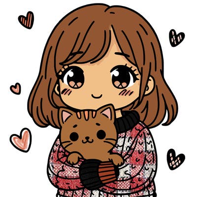 a girl with sweater hugging a cat