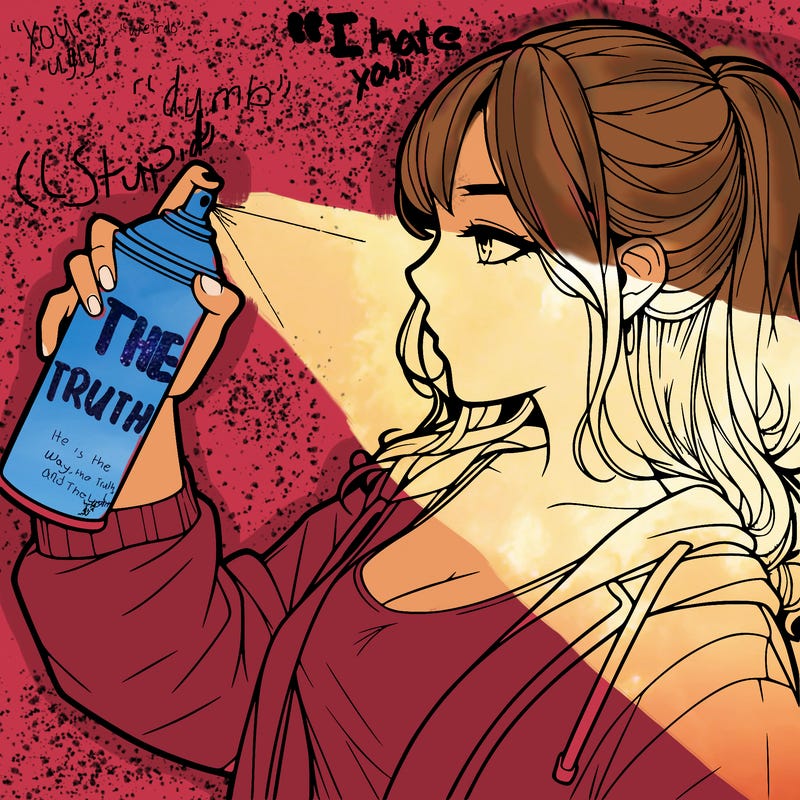 a realistic girl spray, painting