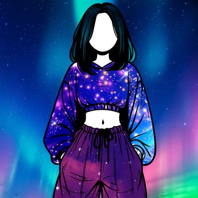 realistic girl faceless with baggy pants and a crop top