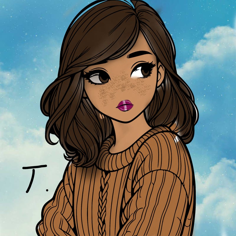 realistic girl looking away wearing a sweater