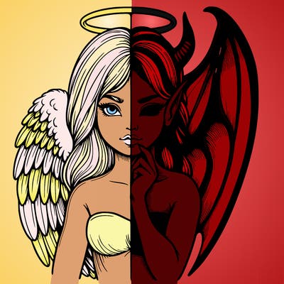 realistic angel half demon