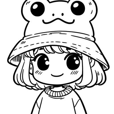 girl with frog hat