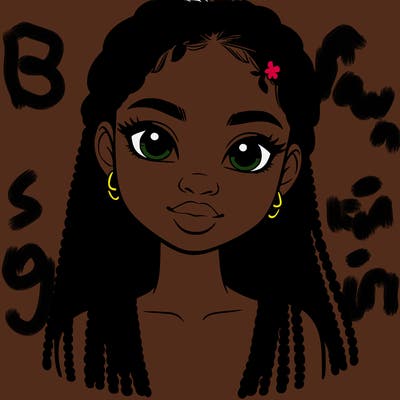 a realistic black girl with braids
