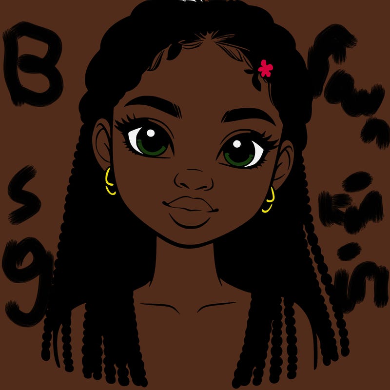 a realistic black girl with braids