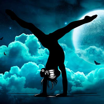 realistic gymnastic hand stand girl in four splits