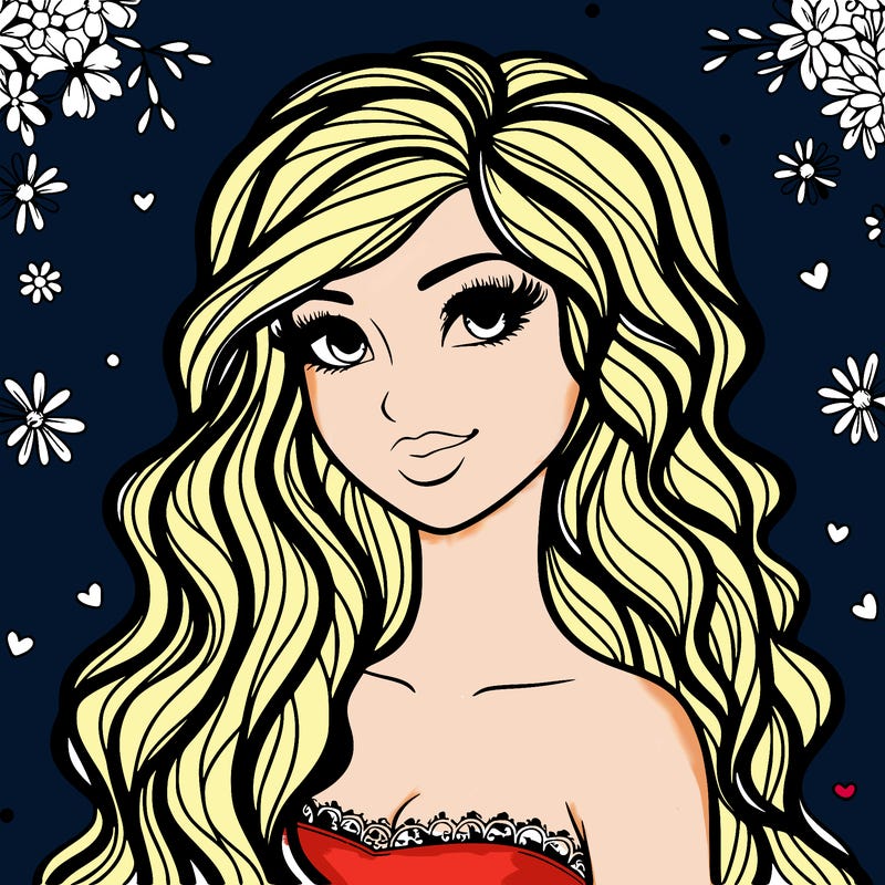 pretty woman with long wavy hair