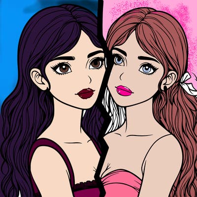 split realistic girl