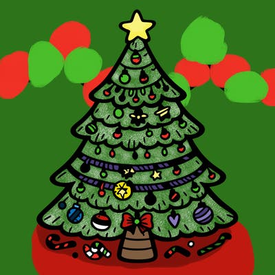 christmas tree with lots of details