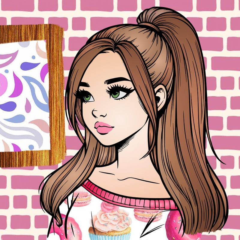 realistic girl with a high ponytail