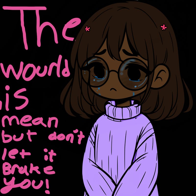 sad girl with glasses in a sweater
