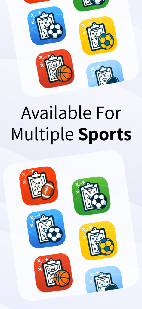 Pocket Coach Board Soccer - Pocket Coach app icons for different sports including soccer basketball and football tactical boards