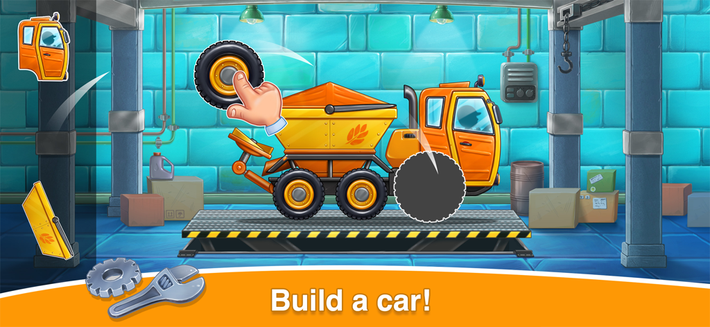 Farm car games: Tractor, truck - Niño pequeño aprendiendo a construir un camión de granja con un rompecabezas interactivo