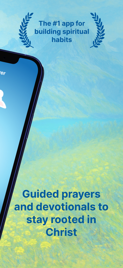 Promotional screen for the Creed app highlighting guided prayers and devotionals to build spiritual habits.