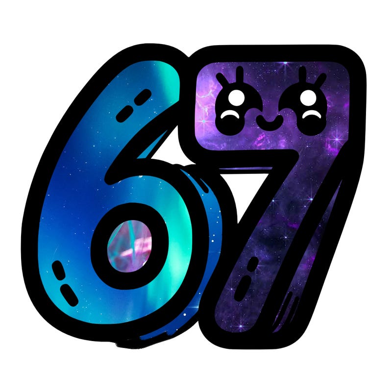 the numbers 67
