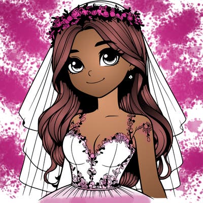 realistic girl in a wedding dress