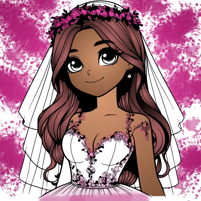 realistic girl in a wedding dress
