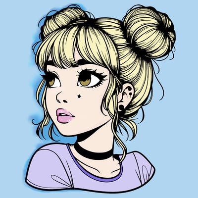 realistic girl with spacebuns