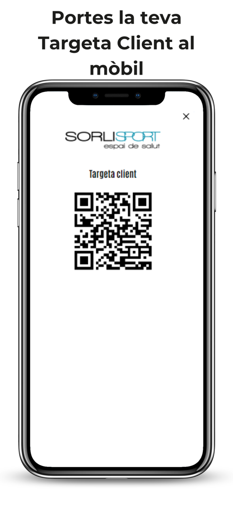 Cartão de cliente digital com código QR apresentado no ecrã de um smartphone dentro da aplicação Sorli Sport